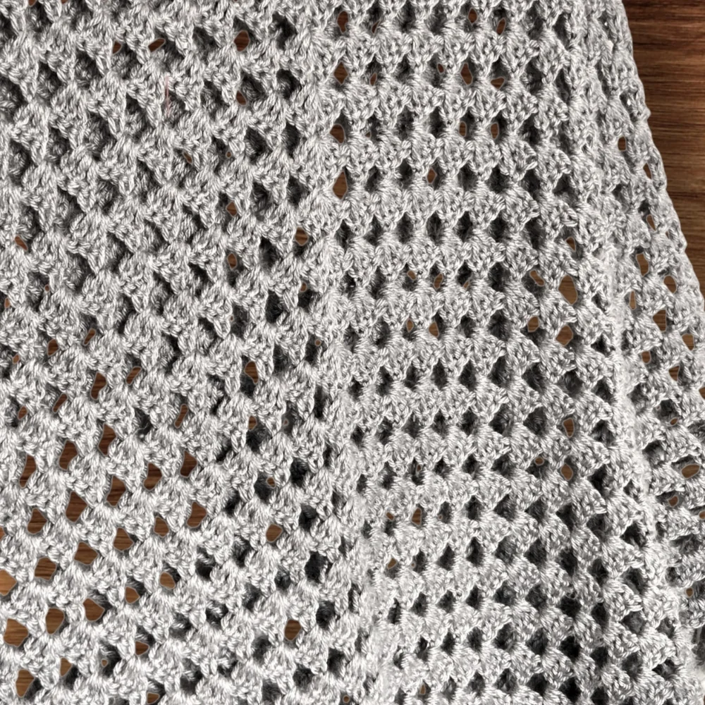 Silvery-Gray Loose Knit Poncho Fringed Handmade Forestcore Whimsygoth Whitchy - Picture 4 of 5